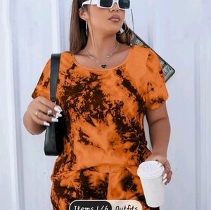 Shein Plus Tie Dye Tee & Shorts